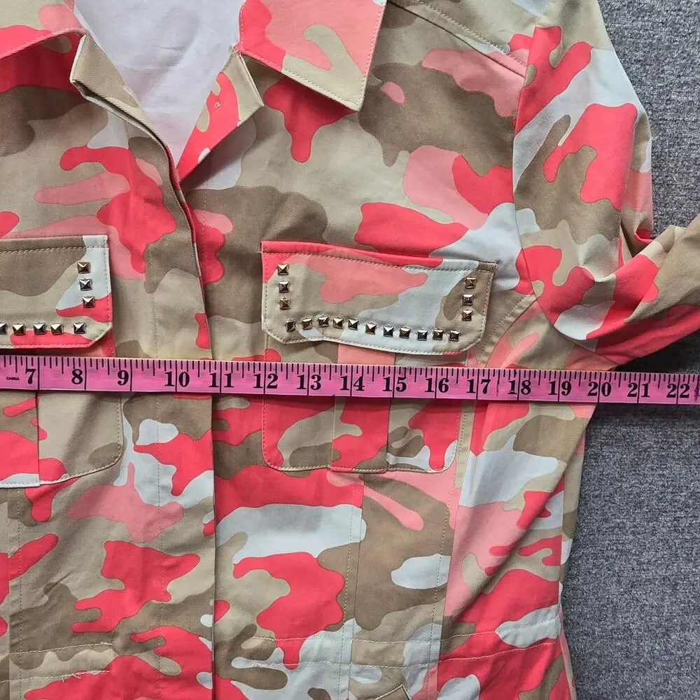 BOSTON PROPER CAMO PRINT STUDDED UTILITY JACKET, SIZE L - Picture 6 of 8
